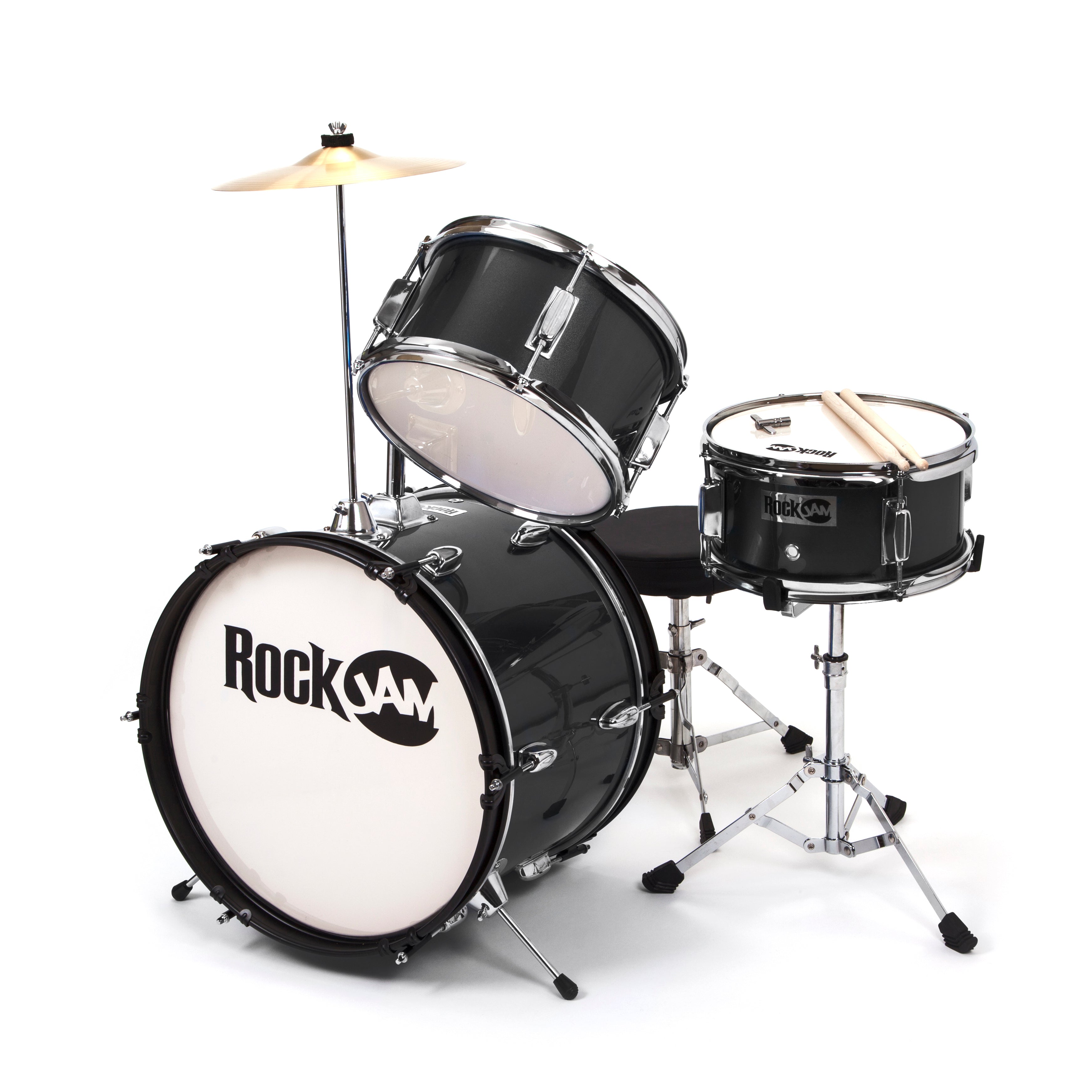 RockJam 3-Piece Junior Drum Set Blk