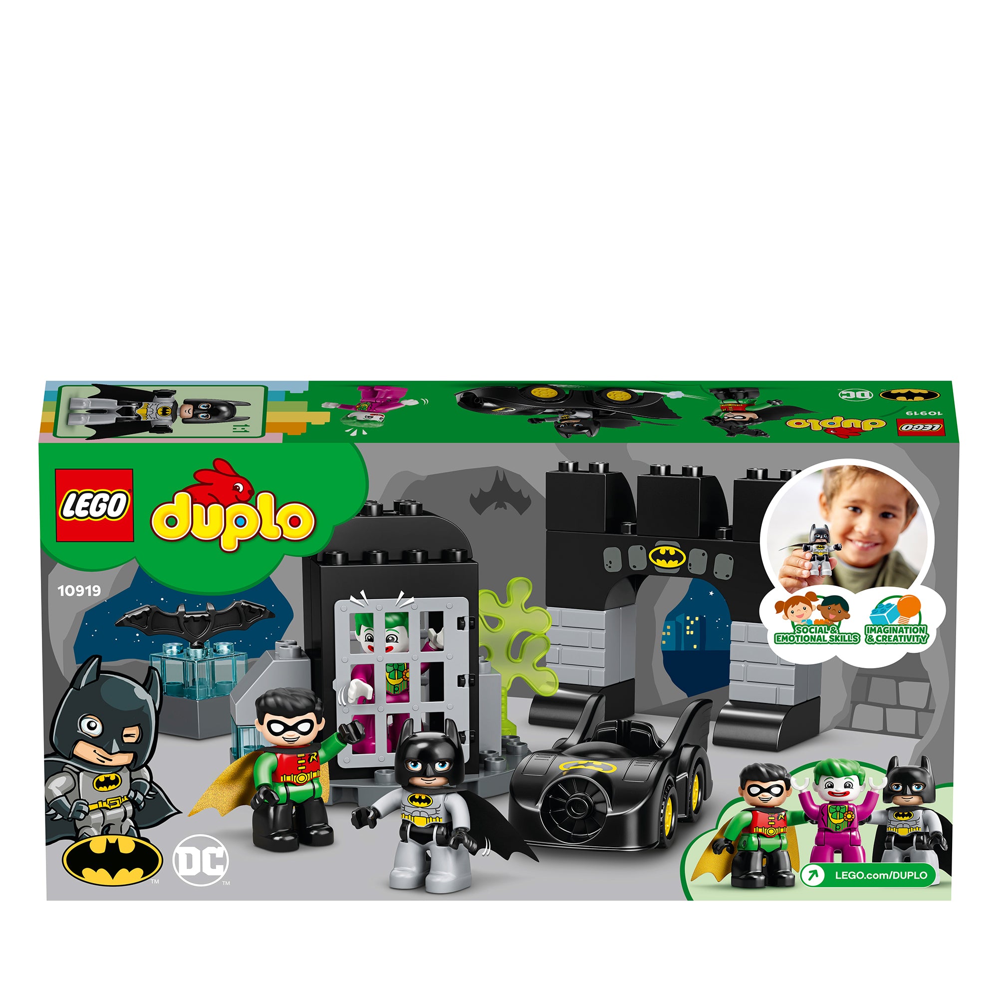  LEGO DUPLO Batman Batcave 10919 Action Figure Toy for Toddlers;  with Batman, Robin, The Joker and The Batmobile; Great Gift for Super Hero  Kids Who Love Imaginative Play (33 Pieces) 