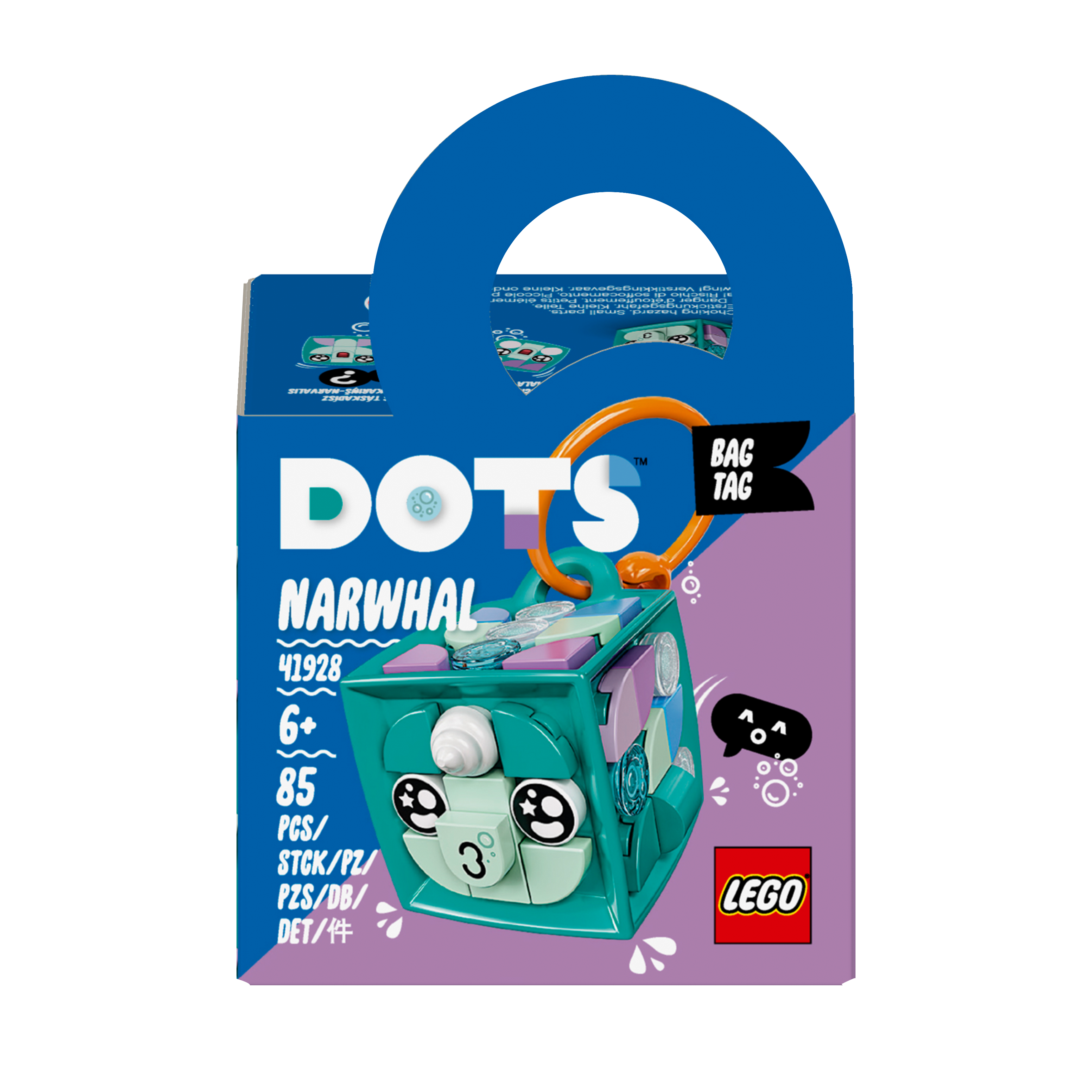 LEGO® DOTS Bag Tag Narwhal Craft Set for Kids 41928 Default Title
